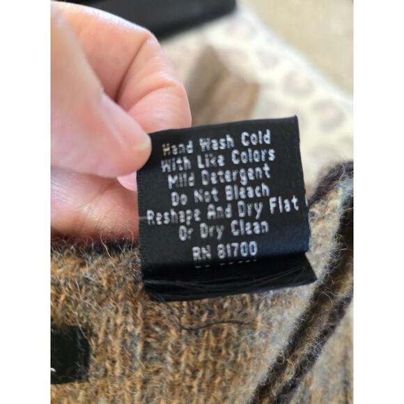 Vintage Crossing Pointe 100% Wool Brown Sweater Button up Winter Sweater - Picture 7 of 7